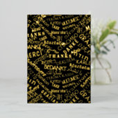 Carte de remerciements Black Gold Foil Word multil (Debout devant)