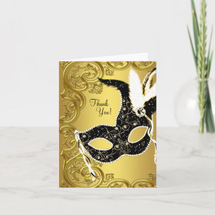 Carte De Remerciements Black Gold Masquerade Party Thank You Cards