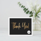 Carte De Remerciements Black Gold Modern Petite entreprise Offre de réduc (Debout devant)