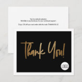Carte De Remerciements Black Gold Modern Petite entreprise Offre de réduc (Devant / Derrière)