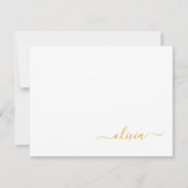 Carte De Remerciements Black Gold Modern Script Girl Monogramme Nom (Devant)