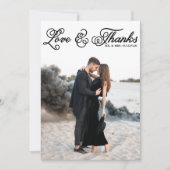 Carte De Remerciements Black Love and Thanks Pretty Script Photo Mariage (Devant)