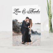 Carte De Remerciements Black Love and Thanks Pretty Script Photo Mariage (Devant)