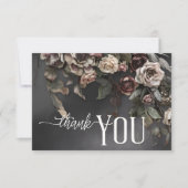 Carte De Remerciements Black Moody Gothic Flowers & Mist Mariage (Devant)