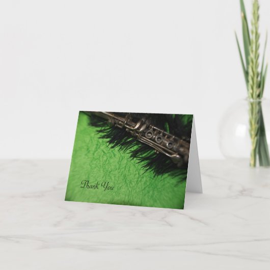 Carte De Remerciements Black Ostrite and Clarinet Wedding Thank You (Devant)