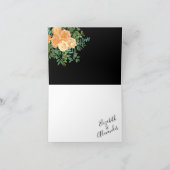 Carte De Remerciements Black & Peach Mariage Floral moderne (Intérieur)