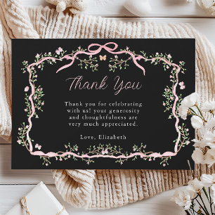 Carte De Remerciements Black Pink Fête de Jardin Baby Shower
