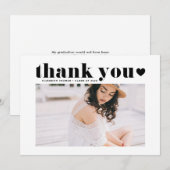 Carte De Remerciements Black Retro Bold Typographie Photo Graduation (Devant / Derrière)