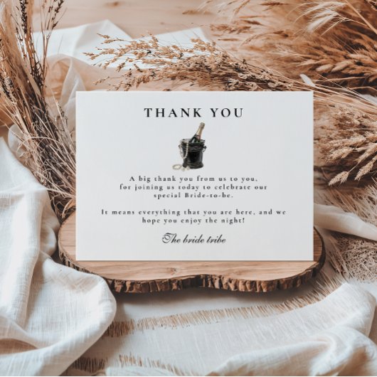 Carte De Remerciements Black Satin Bow Pearls Bridal Shower