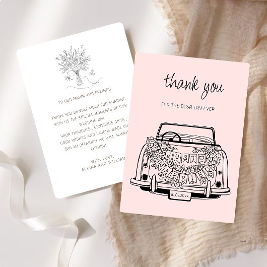 Carte De Remerciements Black Script Handdrawn Simple Wedding Vow Renewal