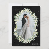 Carte De Remerciements Black Snowberry+Eucalyptus Mariage Flat Photo (Devant)