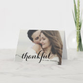 Carte De Remerciements Black Thankful Moderne Calligraphie Mariage photo (Devant)