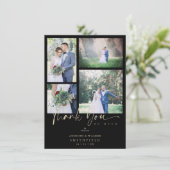 Carte De Remerciements Black Trendy Collage Mariage 4 Photos (Debout devant)