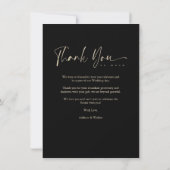 Carte De Remerciements Black Trendy Collage Mariage 4 Photos (Dos)