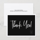 Carte De Remerciements Black White Company Logo Social Simple (Devant / Derrière)