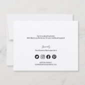 Carte De Remerciements Black White Company Logo Social Simple (Dos)