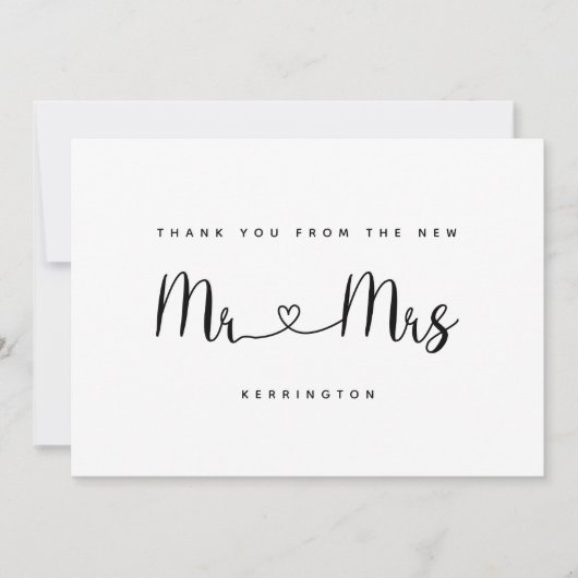 Carte De Remerciements Black White M & Mme Gold Chevron Motif Mariage (Devant)