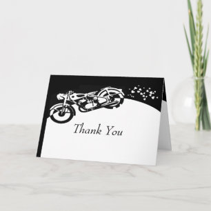 Carte De Remerciements Black White Mocycle Custom Wedding Thank you