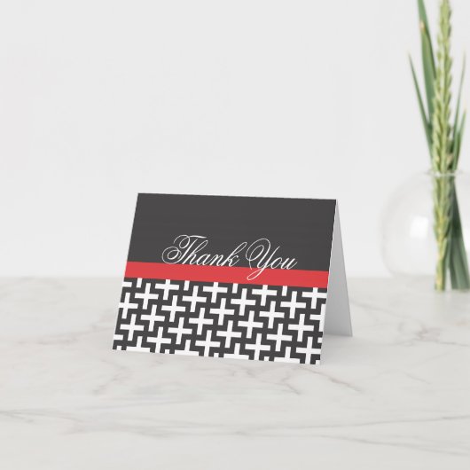 Carte De Remerciements Black White Red Thank You Notes Cards (Devant)