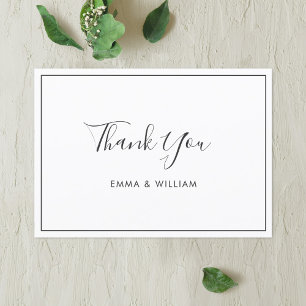 Carte De Remerciements Black & White Simple Custom Thank You Flat Card