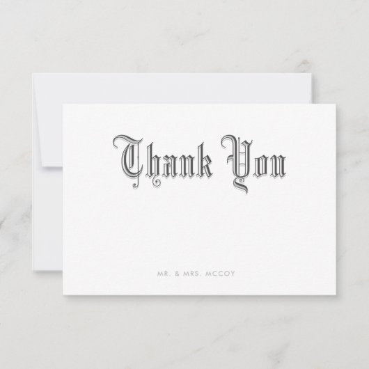 Carte de remerciements Blackletter (Devant)