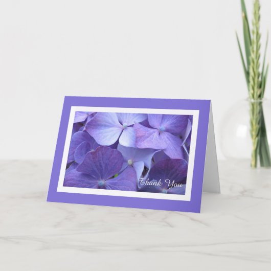 Carte de remerciements blanc à fleurs d'Hydrangea (Devant)