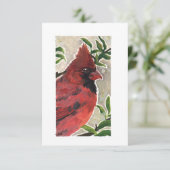 Carte De Remerciements Blanc - Aquarelle cardinale (Debout devant)