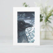 Carte De Remerciements Blanc - Aquarelle d'oiseau noir (Debout devant)