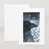 Carte De Remerciements Blanc - Aquarelle d'oiseau noir (Devant / Derrière)