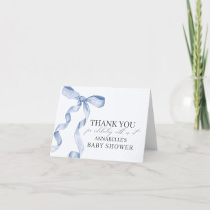 Carte de remerciements blanc Baby shower bleu