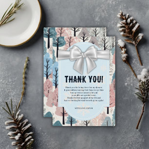 Carte De Remerciements blanc Baby shower de la forêt d'hiver