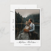 Carte De Remerciements Blanc clair moderne avec deux Mariage photo (Devant / Derrière)