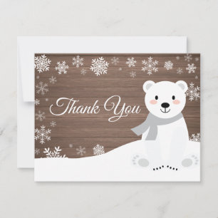 Carte de remerciements blanc de flocon de neige