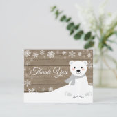 Carte de remerciements blanc de flocon de neige (Debout devant)