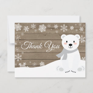 Carte de remerciements blanc de flocon de neige