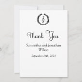 Carte de remerciements blanc de monogramme élégant (Devant)