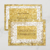 Carte de remerciements blanc doré personnalisé (Devant / Derrière)