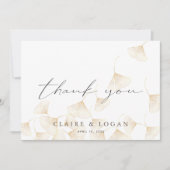 Carte de remerciements blanc Feuille Gold Ginkgo (Devant)