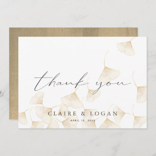 Carte de remerciements blanc Feuille Gold Ginkgo