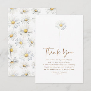 Carte De Remerciements Blanc Fleur marguerite mignonne Élégant petit Merc