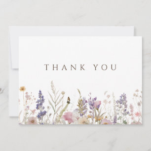 Carte de remerciements blanc Fleur sauvage Boho si