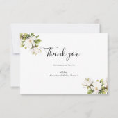 Carte De Remerciements Blanc Magnolia Floral Élégant Mariage formel (Devant)