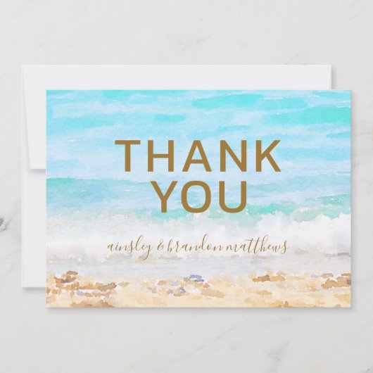 Carte de remerciements blanc Mariage d'aquarelle d (Devant)