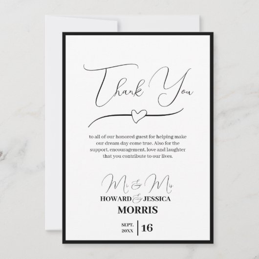 Carte De Remerciements Blanc Modeste (Devant)