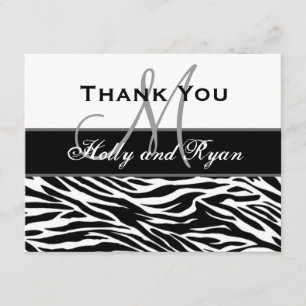 Carte de remerciements blanc noir de mariage de