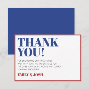 Carte De Remerciements Blanc rouge et 4 juillet patriotique