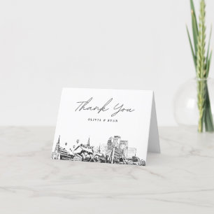 Carte de remerciements blanc Sketch Skyline de Lou