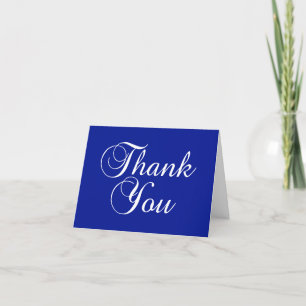 Carte De Remerciements Blanc sur écriture décorative bleu royal
