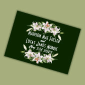 Carte De Remerciements Blanc sur le Mariage profond vert Calla Lilies