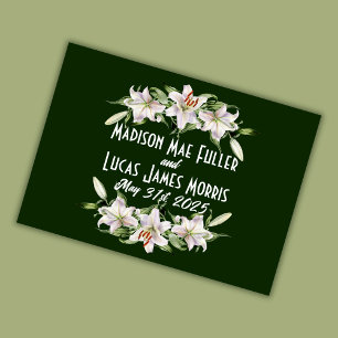 Carte De Remerciements Blanc sur le Mariage profond vert Calla Lilies